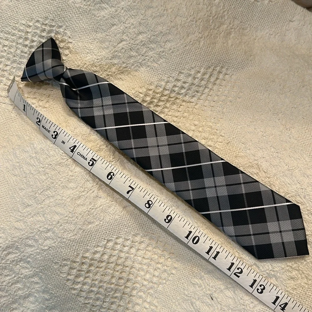 Chaos boys black & gray plaid tie